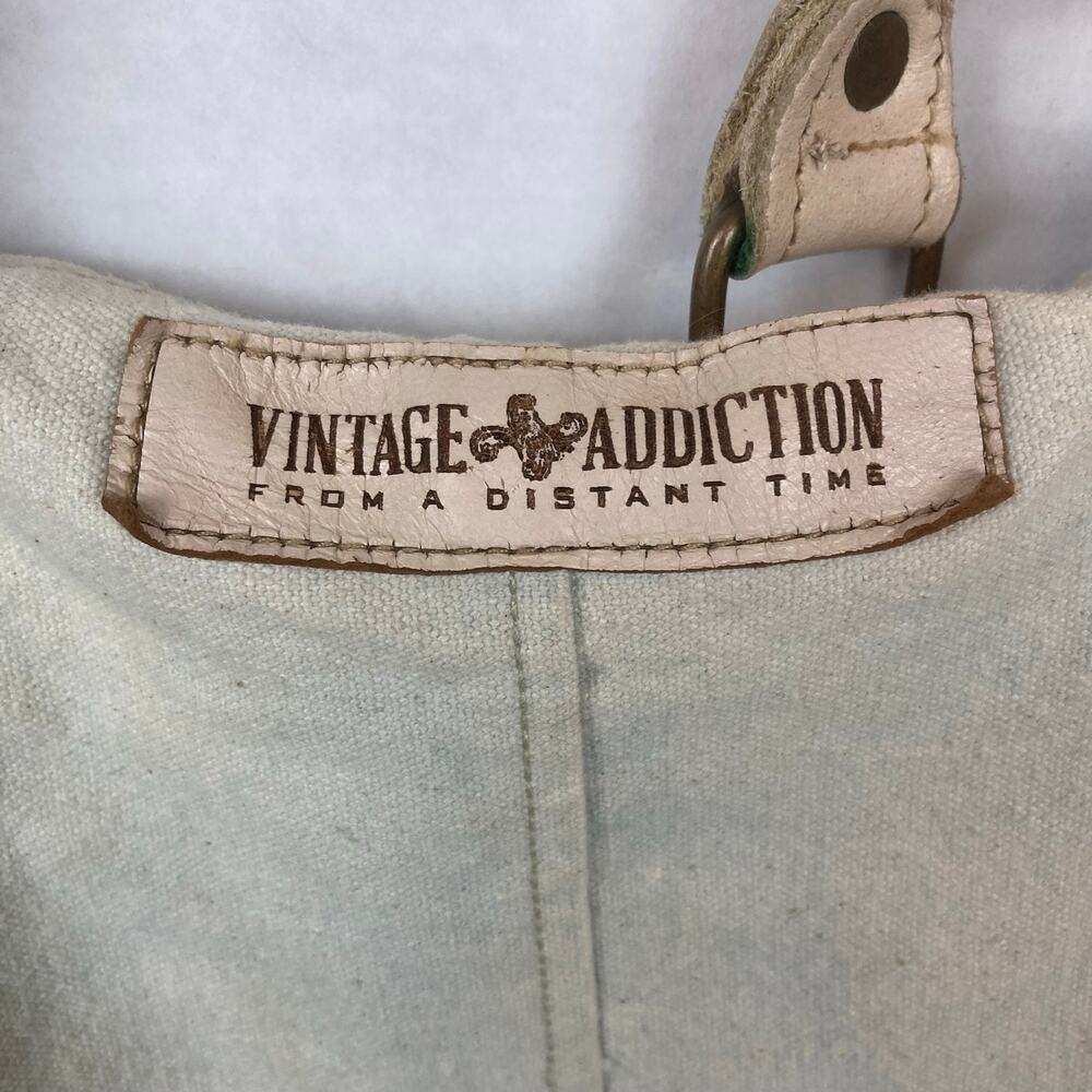 Vintage Addiction Canvas Tote Bag Cream Pink Leather Accent Beach Bus Camper Van - Picture 5 of 16